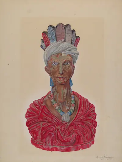 Wooden Indian Bust