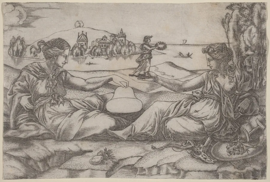 Two Allegorical Figures (Roma and Liberty?) by Master IRs