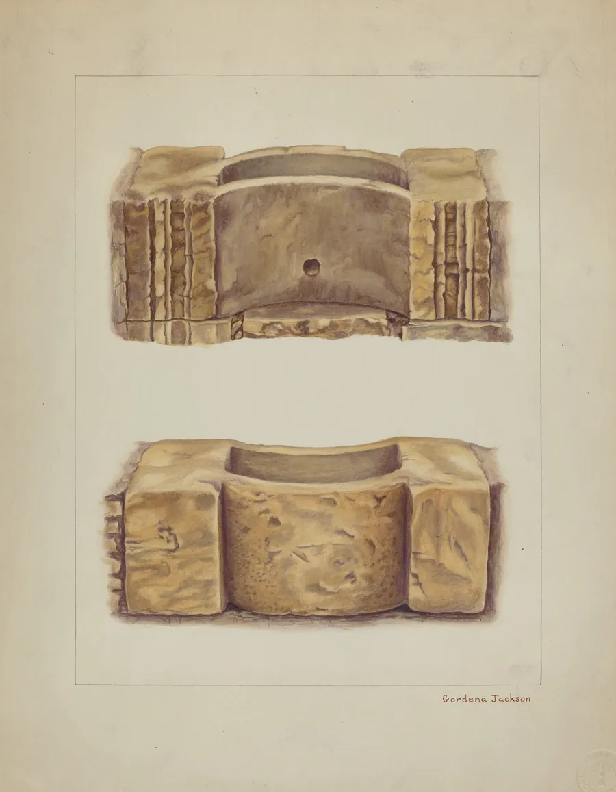 Carved Stone Wash Basin at Carmel Mission by Gordena Jackson
