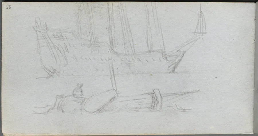 Sketchbook, page 85: Study of a Ship and Buoy by Ernest Meissonier