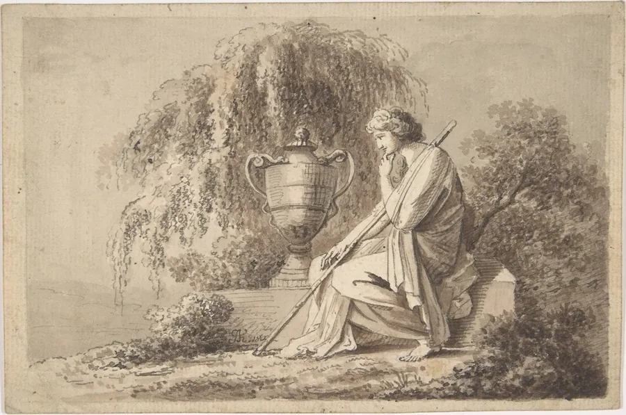 Female Figure Seated Beside an Urn by Angelica Kauffmann