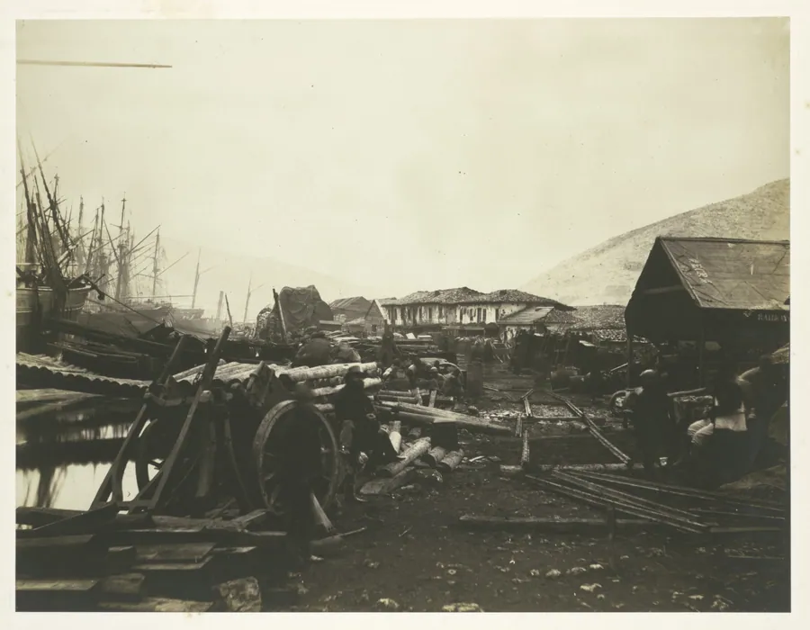 Landing Place, Railway Stores, Balaklava by Roger Fenton