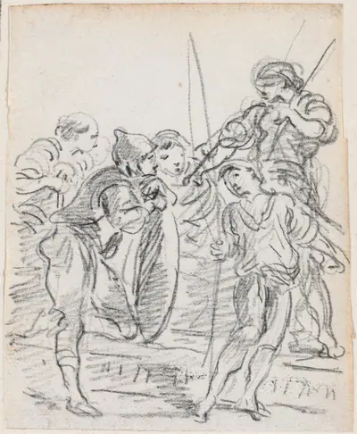 Group of Male Figures Conversing
