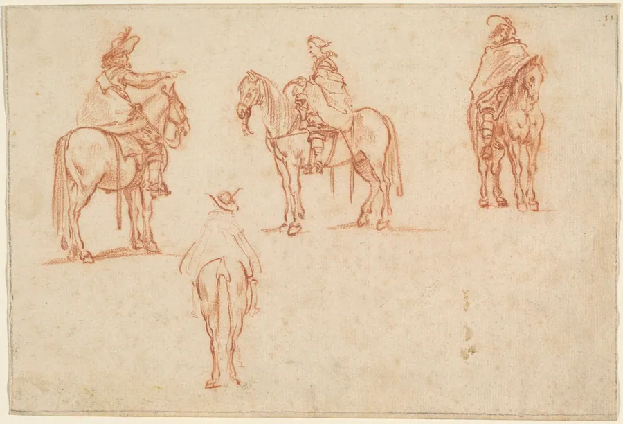 Study of Four Horsemen by Jacques Callot