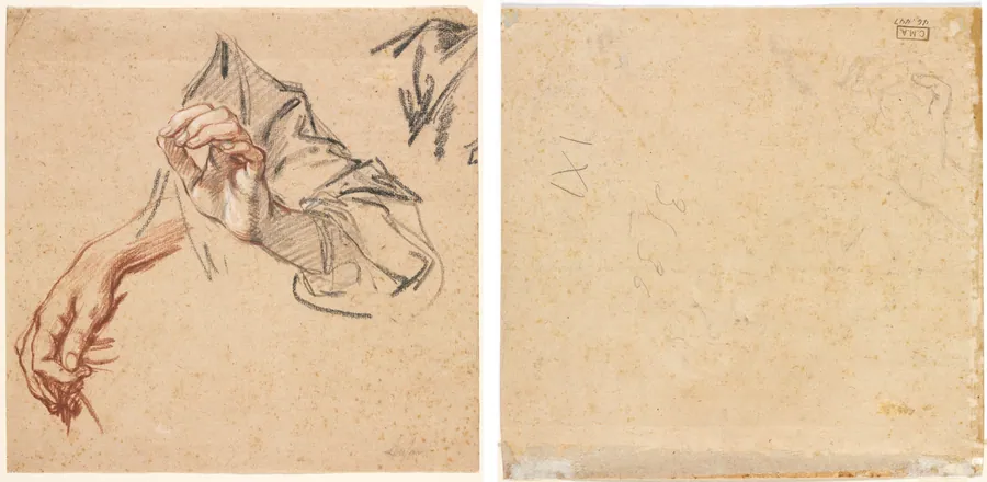 Study of Hands (recto); Sketch of a Hand (verso) by Pierre Lenfant