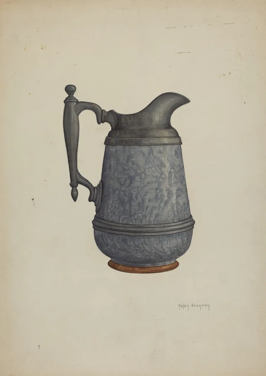 Pewter and Ceramic Pitcher by Helen Bronson