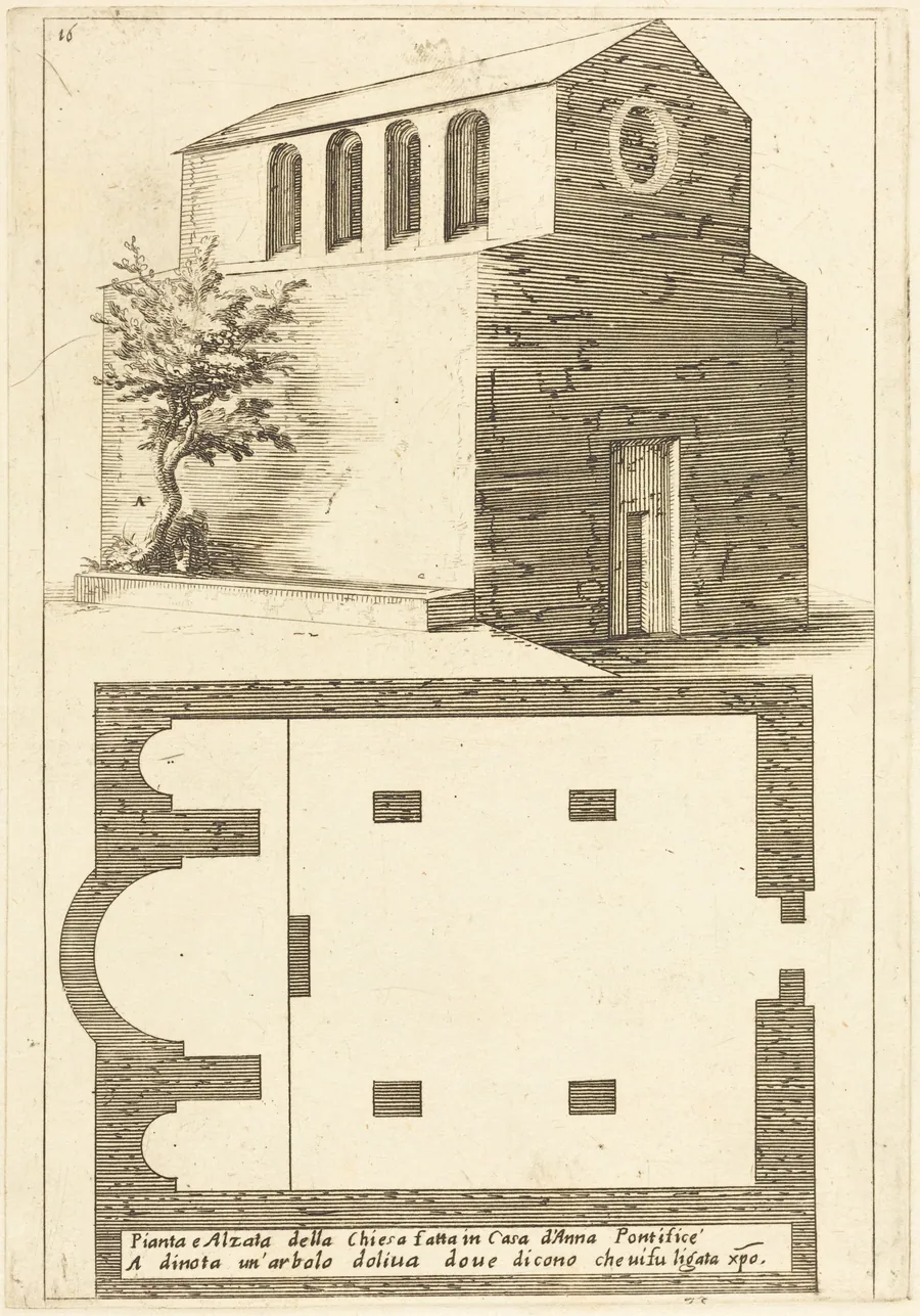 Plan and Elevation of the Church near the House of Annas by Jacques Callot