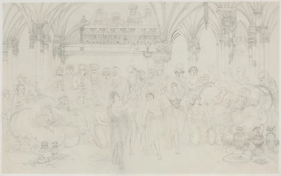 Interior: Dancing Girls Entertaining Chieftains by Rodolphe Bresdin