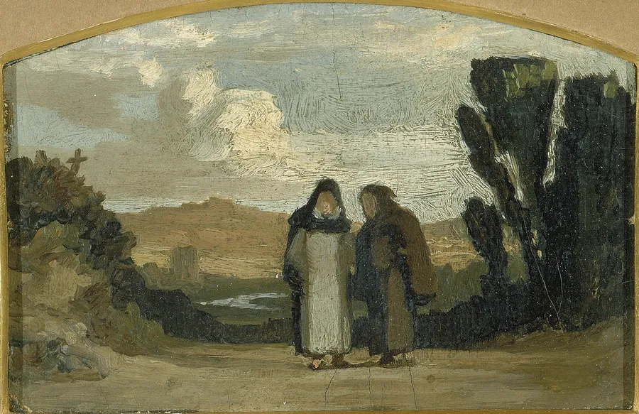 Monks on the Appian Way by Elihu Vedder, born New York City 1836-died Rome, Italy 1923