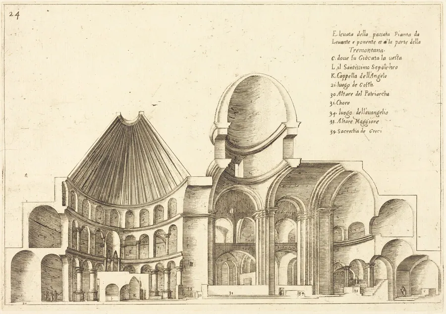Cross-Section of the Church of the Holy Sepulchre by Jacques Callot