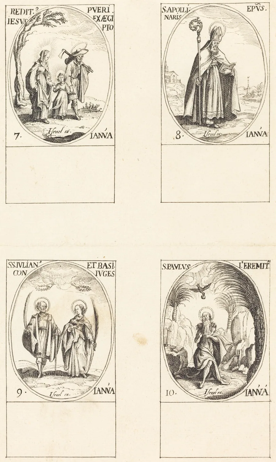 Return from Egypt; St. Apollinaire; St. Julian and Basilissa; St. Paul the Hermit by French 17th Century