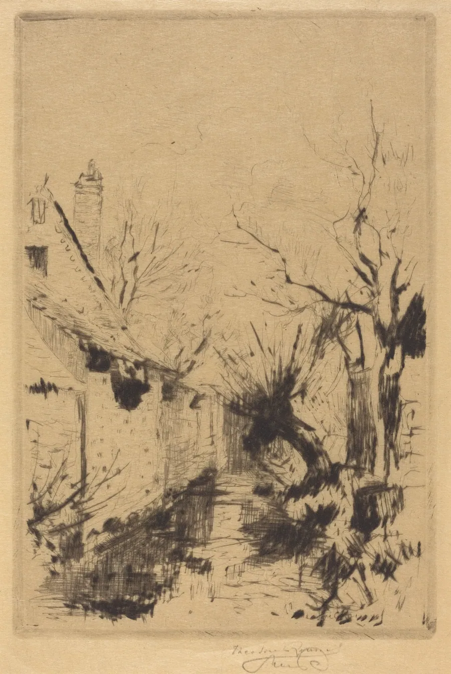 A Little Brook in Winter, Wiltshire by Théodore Roussel