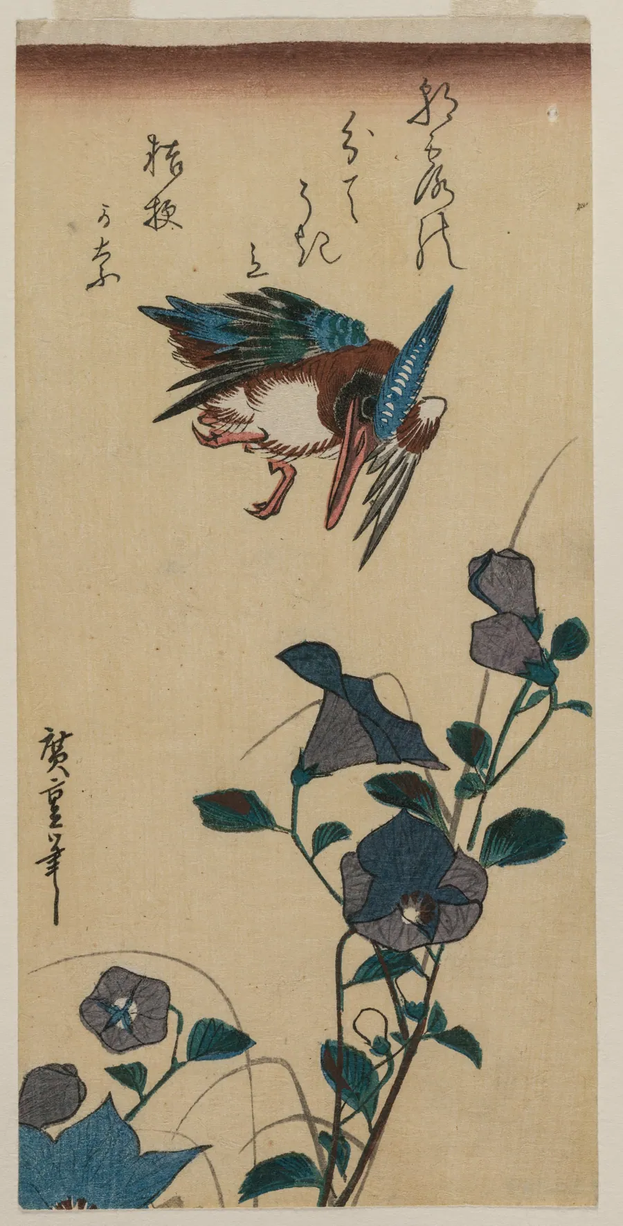 Kingfisher and Chinese Bellflowers by Utagawa Hiroshige
