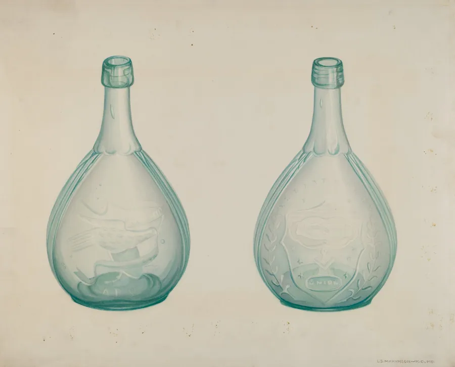 Green Whiskey Bottle by Lorraine S. Makimson