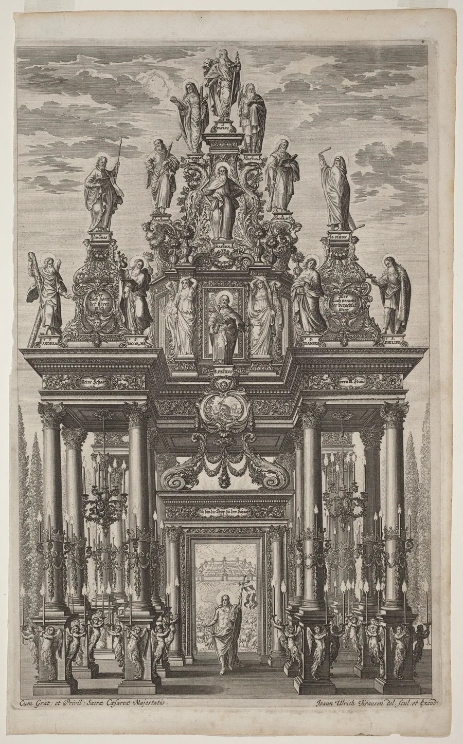 Frontispiece with Triumphal Arch with Christ and the Apostles by Johann Ulrich Kraus