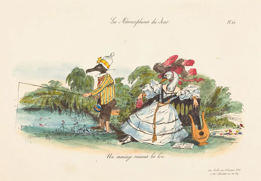 Metamorphoses of the Day: A Conventional Marriage by Jean-Ignace-Isidore Grandville