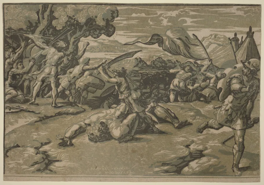 David Slaying Goliath by Ugo da Carpi