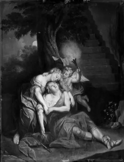 Pyramus, Thisbe og en amorin