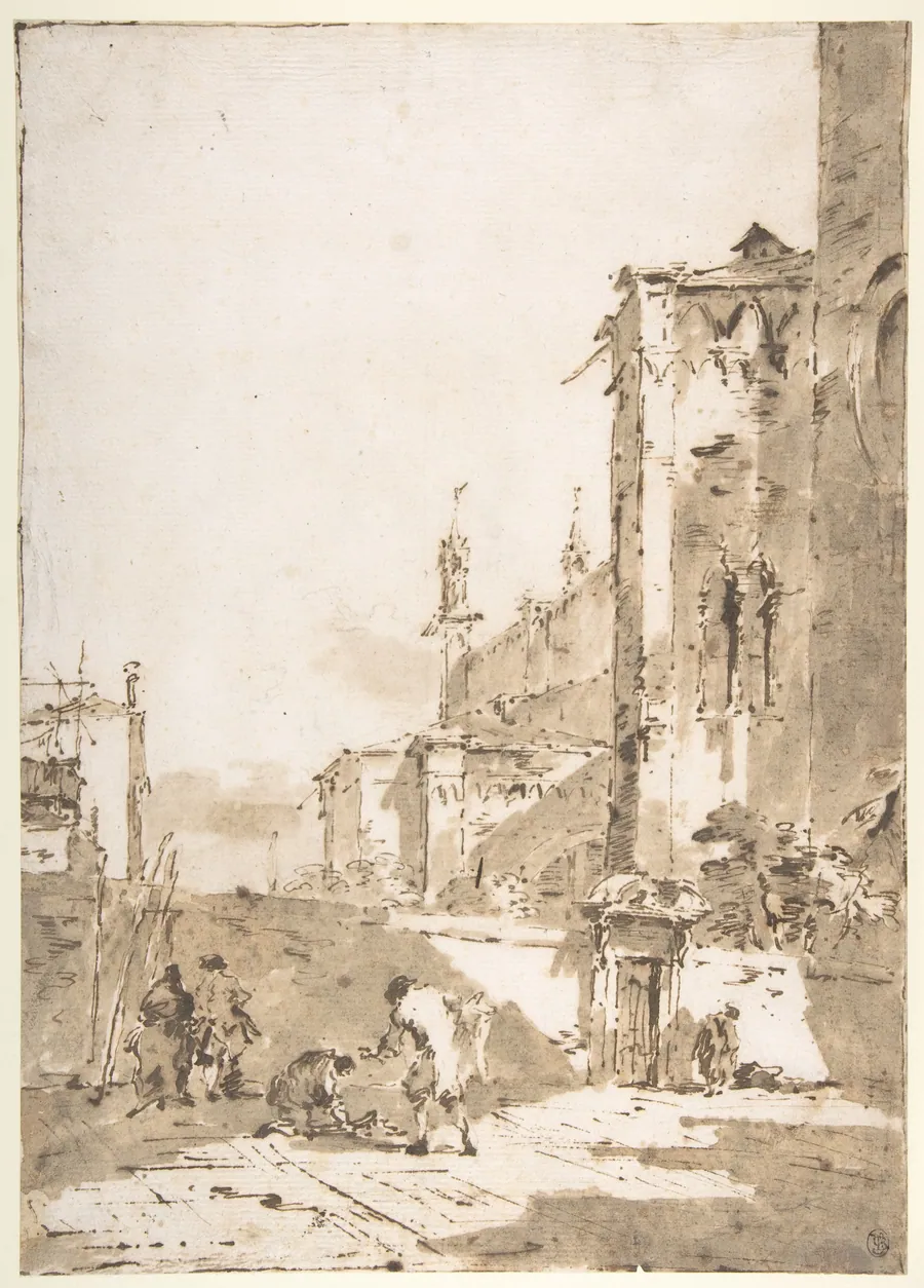 Dice Players in a Venetian Square by Francesco Guardi