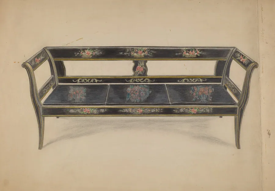 Black Painted Settee by Ella Josephine Sterling
