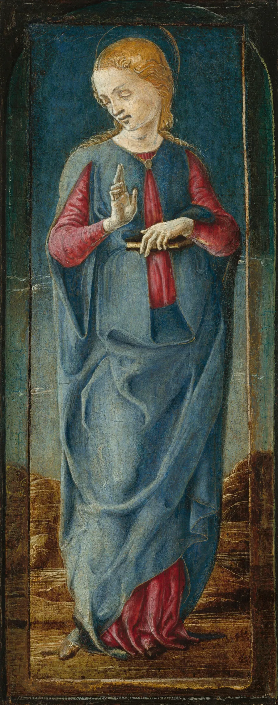 The Virgin Annunciate [middle right panel] by Cosmè Tura