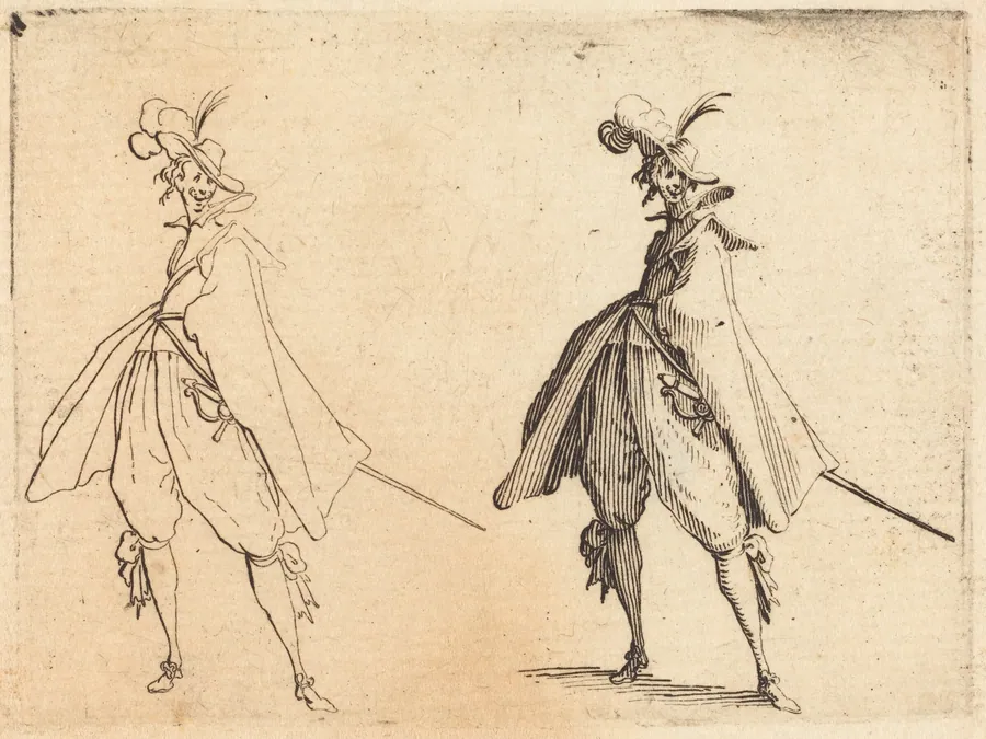Gentleman in Large Mantle, Front View by Jacques Callot