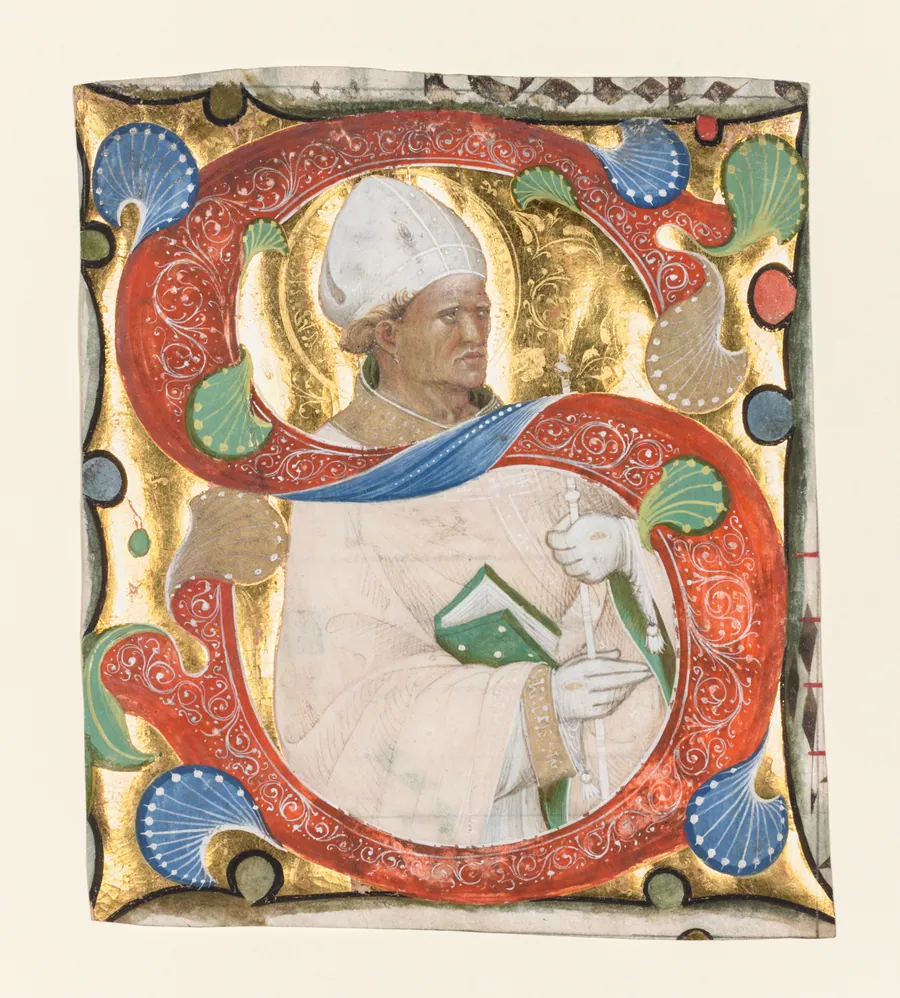 Initial S from a Gradual: Saint Augustine by Master of the Murano Gradual
