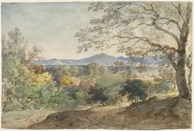 A View across the Inn Valley to the Alps and Neubeuern