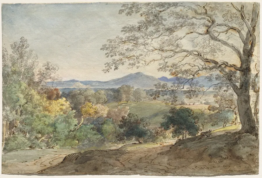 A View across the Inn Valley to the Alps and Neubeuern by Johann Georg von Dillis