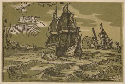 Two Three-Master Ships off a Coastline