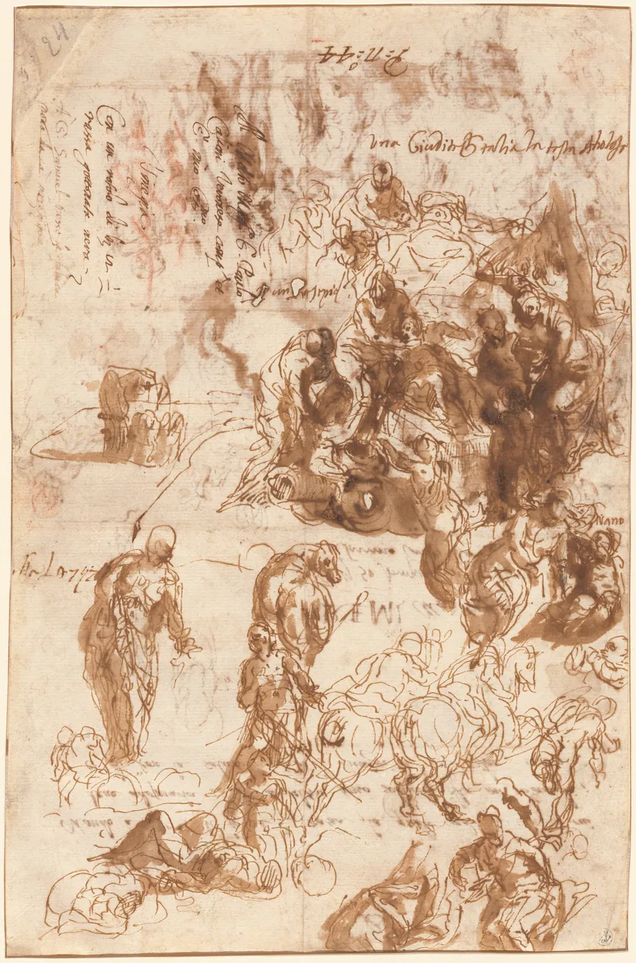 Studies for Judith and Holofernes, David and Goliath, The Finding of Moses, and Others [recto] by Veronese