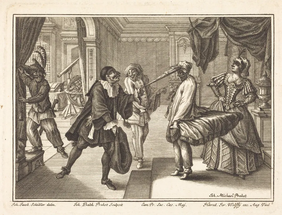 Harlequin at Dr. Polovard's House by Johann Balthasar Probst