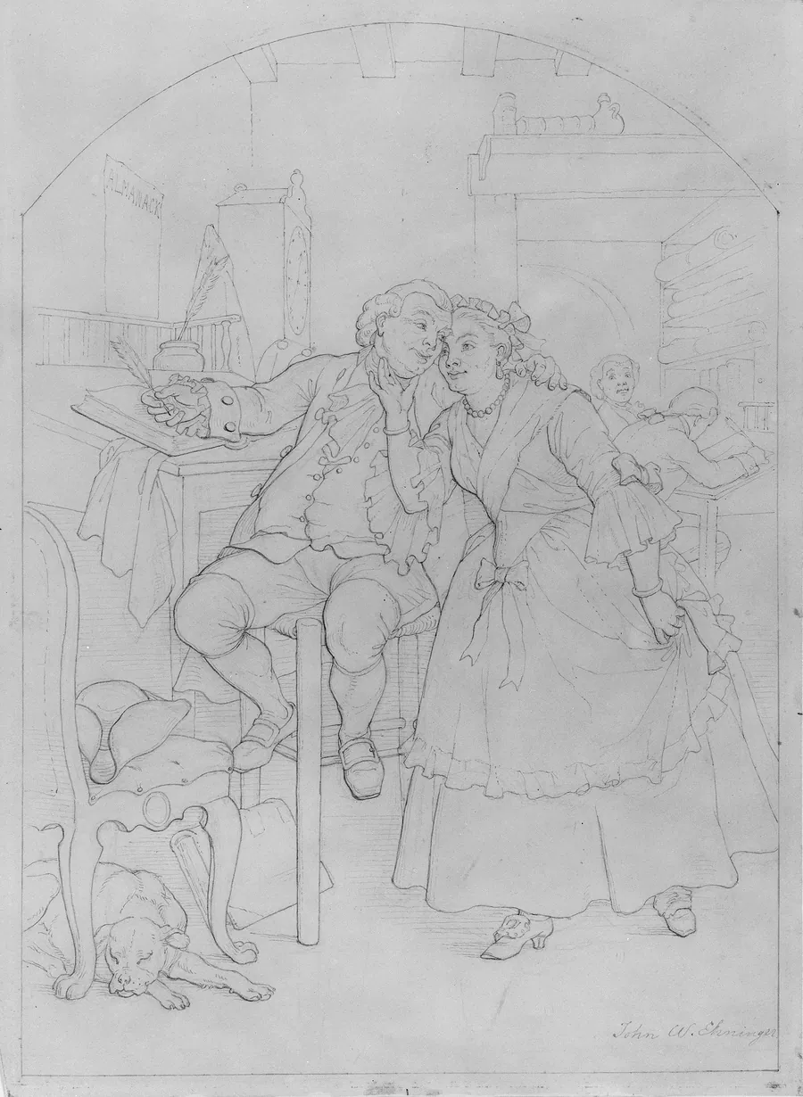 Illustration to William Cowper's Poem "The Diverting History of John Gilpin": John Gilpin and His Wife Pledge to Renew Their Wedding Vows by John Whetten Ehninger