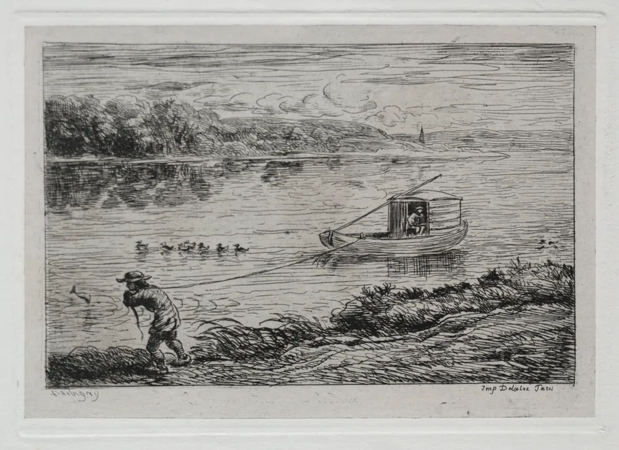 The Boat Trip: Cabin Boy Hauling the Tow-Rope or Hauling by Rope by Charles François Daubigny