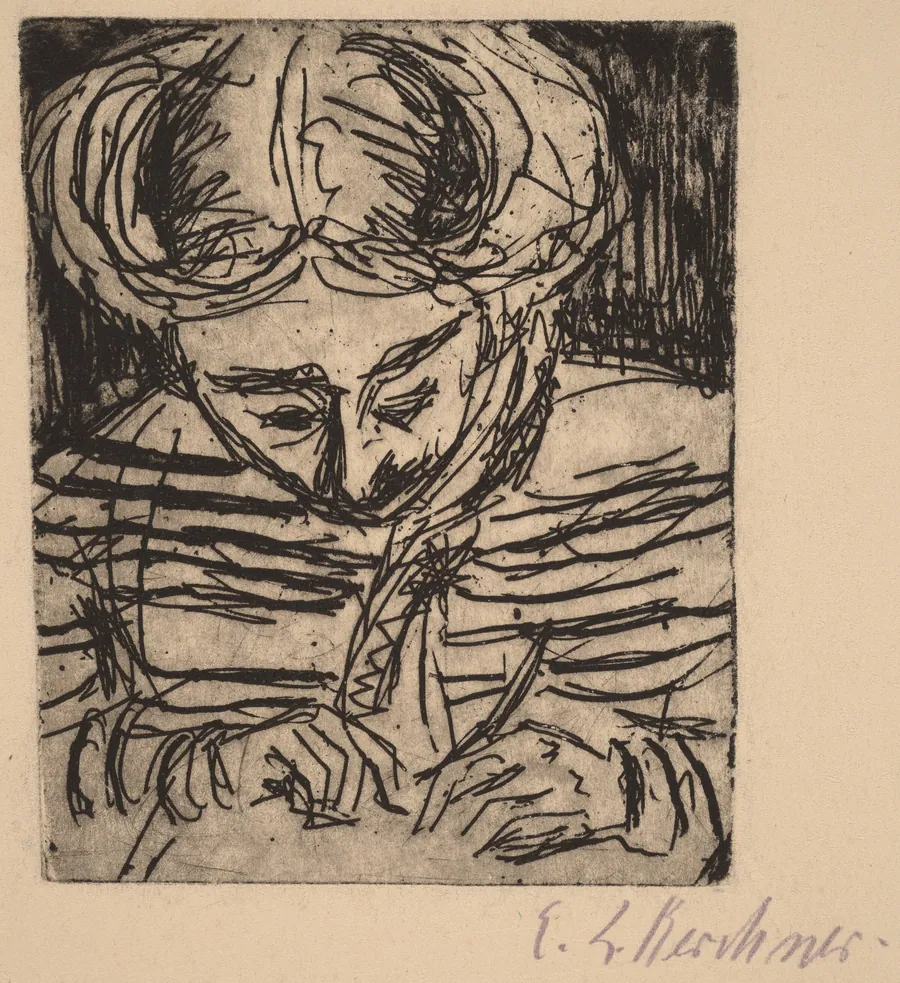 Young Girl Drawing by Ernst Ludwig Kirchner
