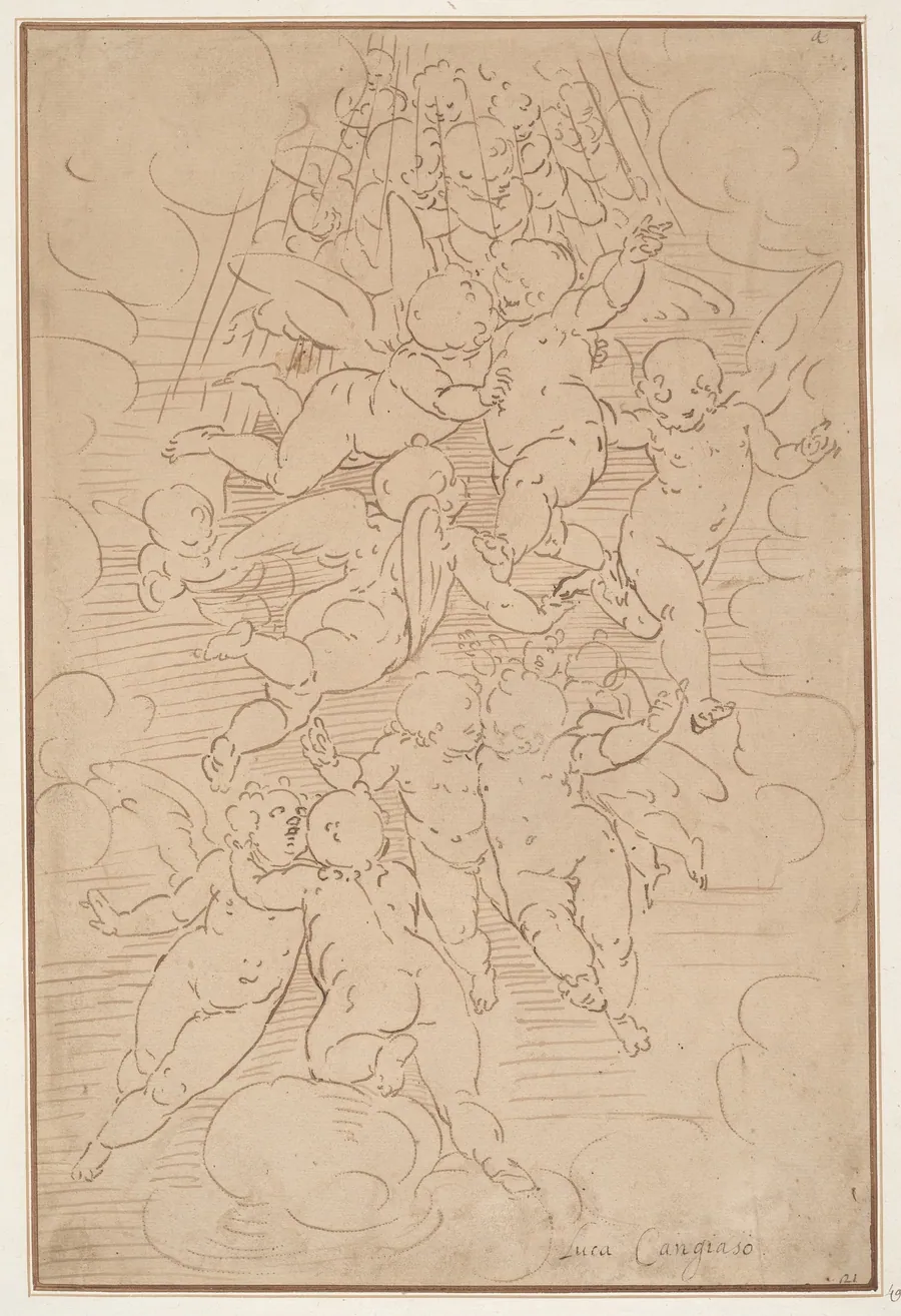 A Group of Angels in Glory by Italian 17th Century