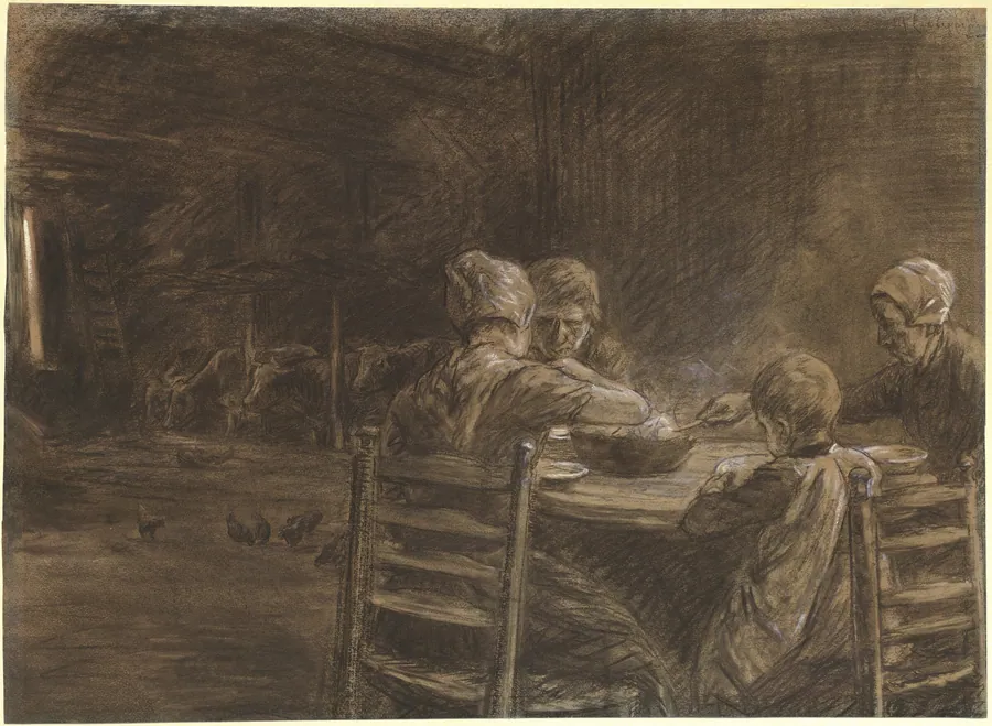 East Frisian Peasants Eating Supper by Max Liebermann