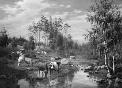 Landskab med køer. Småland
