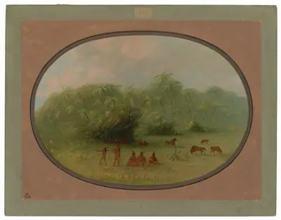 Indians and Horses in the Forest