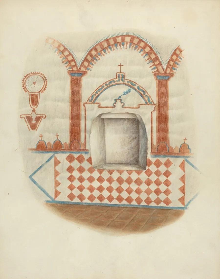 Wall Painting and Niche: Restoration Drawing by George E. Rhone