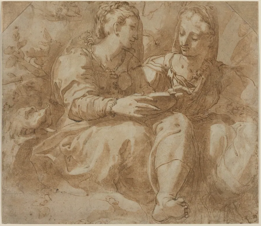 Two Seated Women by Pellegrino Tibaldi