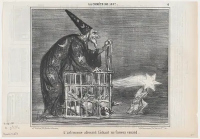L'astronome allemand lâchant un fameux canard, from La Comète de 1857, published in Le Charivari, March 17, 1857