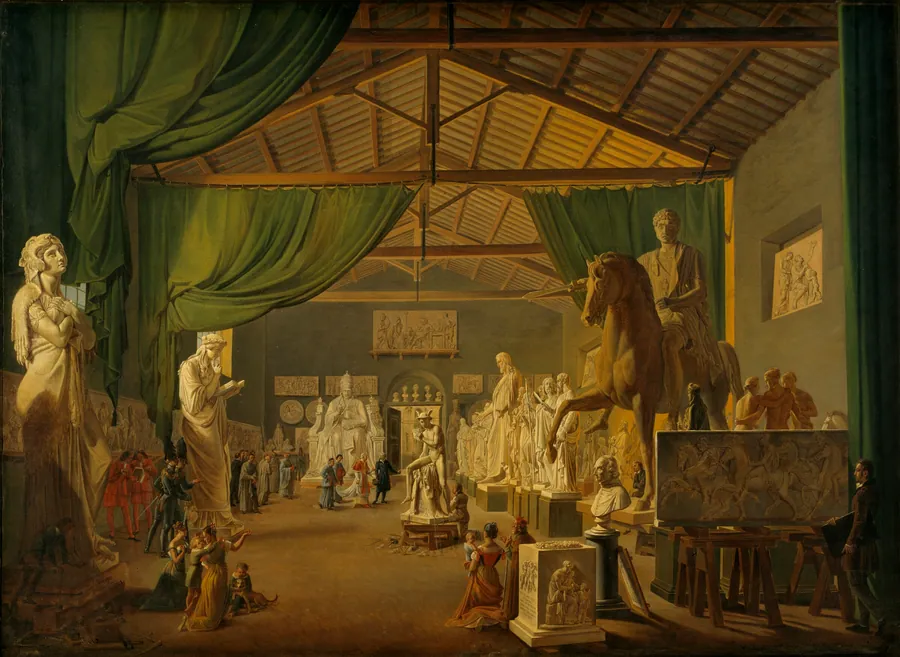 Pave Leo Xll aflægger besøg i Thorvaldsens værksteder ved Piazza Barberini, 18. oktober 1826 by Ditlev Martens