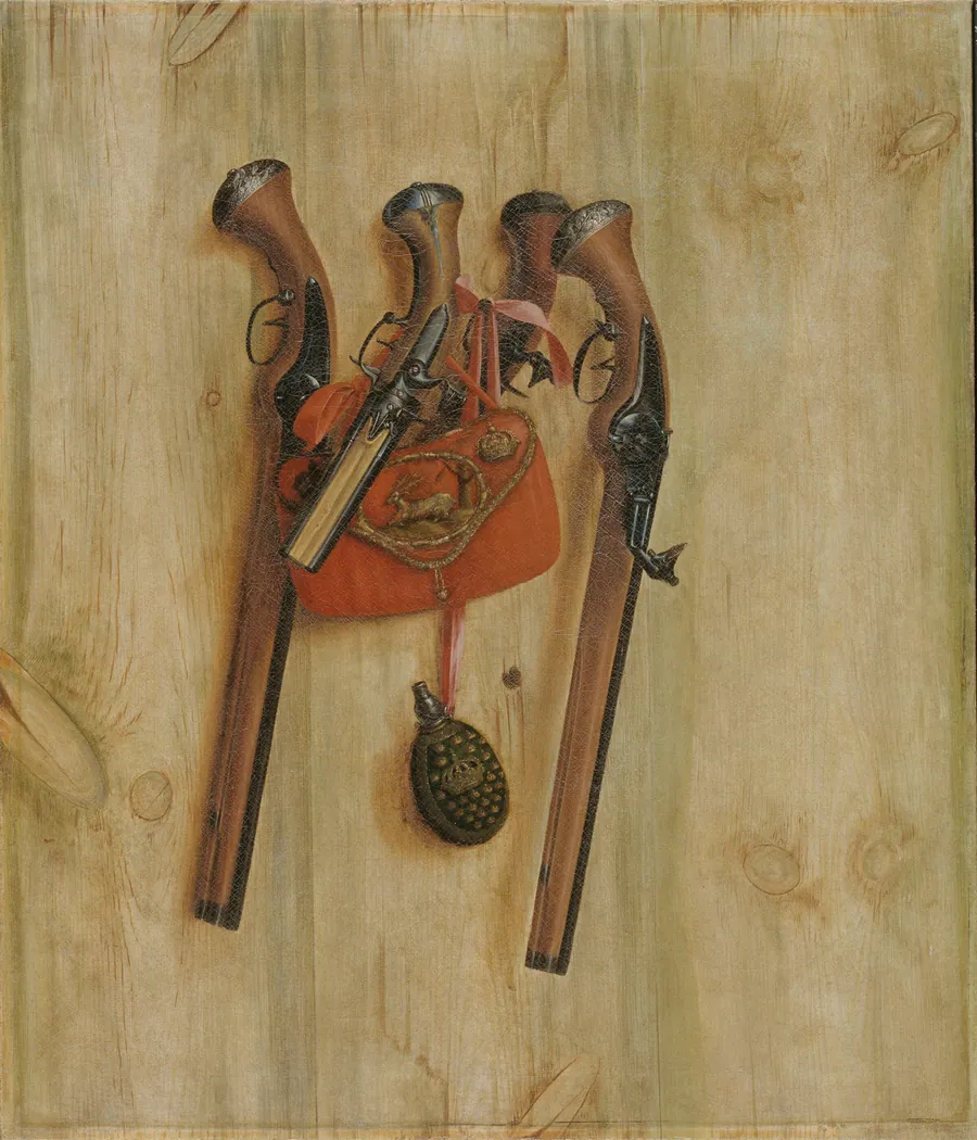 Trompe l'oeil med pistoler by Cornelius Norbertus Gijsbrechts