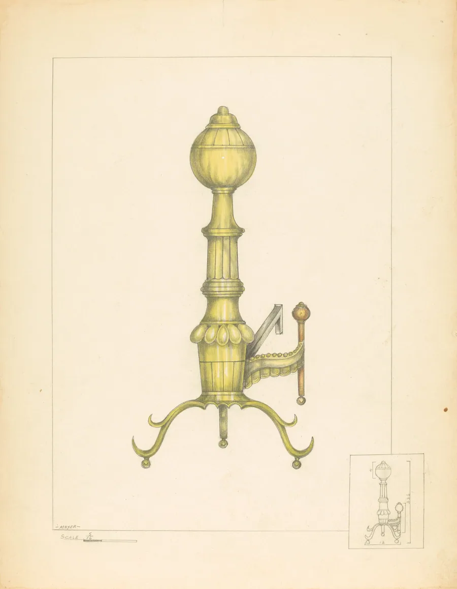Brass Andiron by Henry Meyers