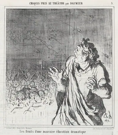 The results of bad dramatic timing, from 'Theater sketches,' published in Le Charivari, 1864