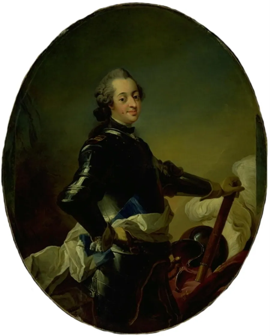 Portræt af Frederik V i rustning by C.G. Pilo