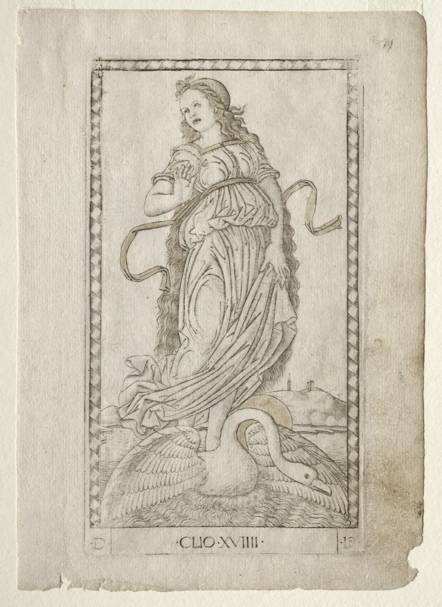 Clio (history) (from the Tarocchi series D:  Apollo and the Muses, #19) by Master of the E-Series Tarocchi