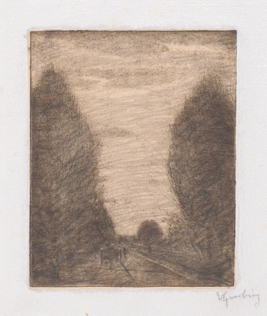 Wooded Landscape with a Cart by Vittore Grubicy