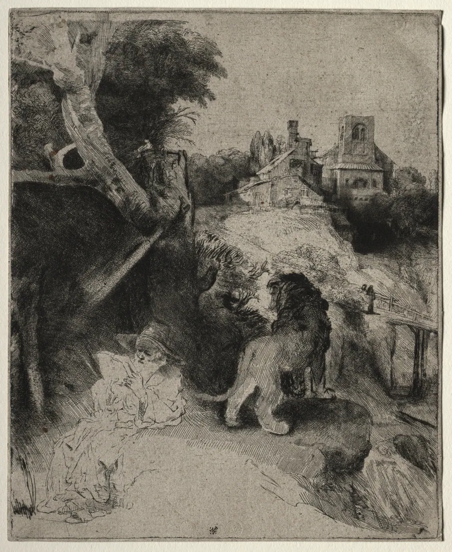 St. Jerome Reading in an Italian Landscape by Rembrandt van Rijn